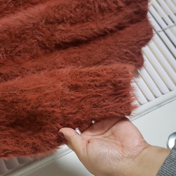 Free People S Sweater Mini Dress "Mallow" Terracotta FUZZY - Picture 7 of 9